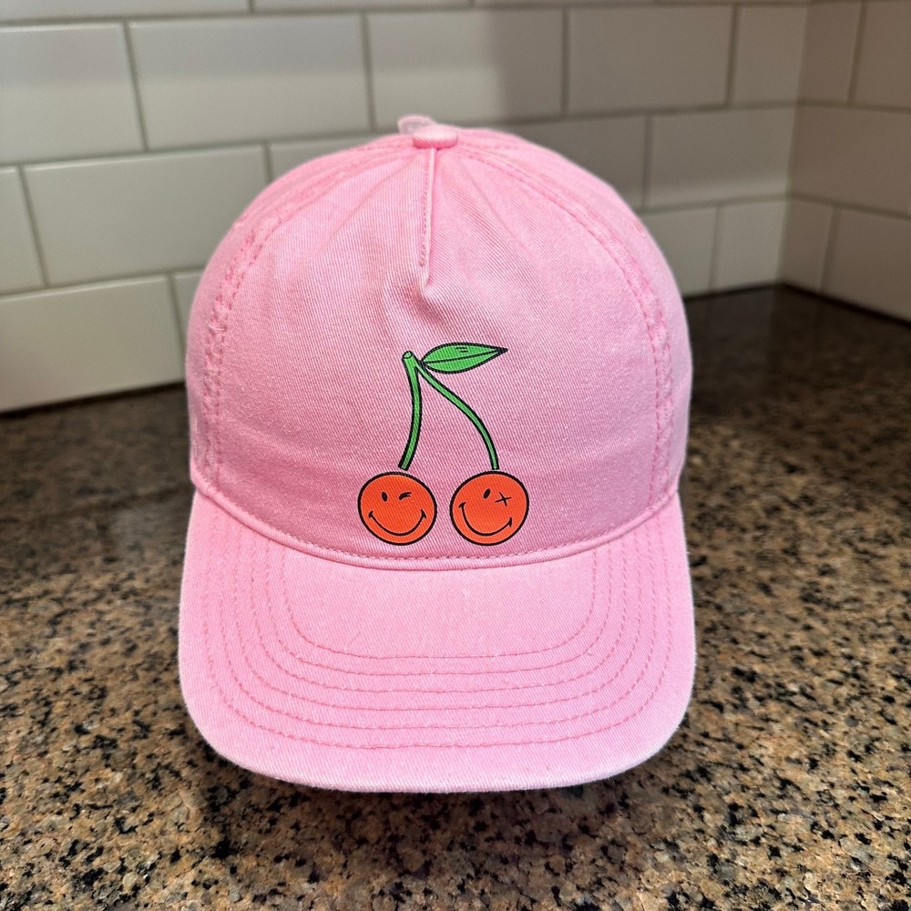 Smiley World Baseball Cap Pink Cherry Smiley Face OSFM Adjustable Dad New